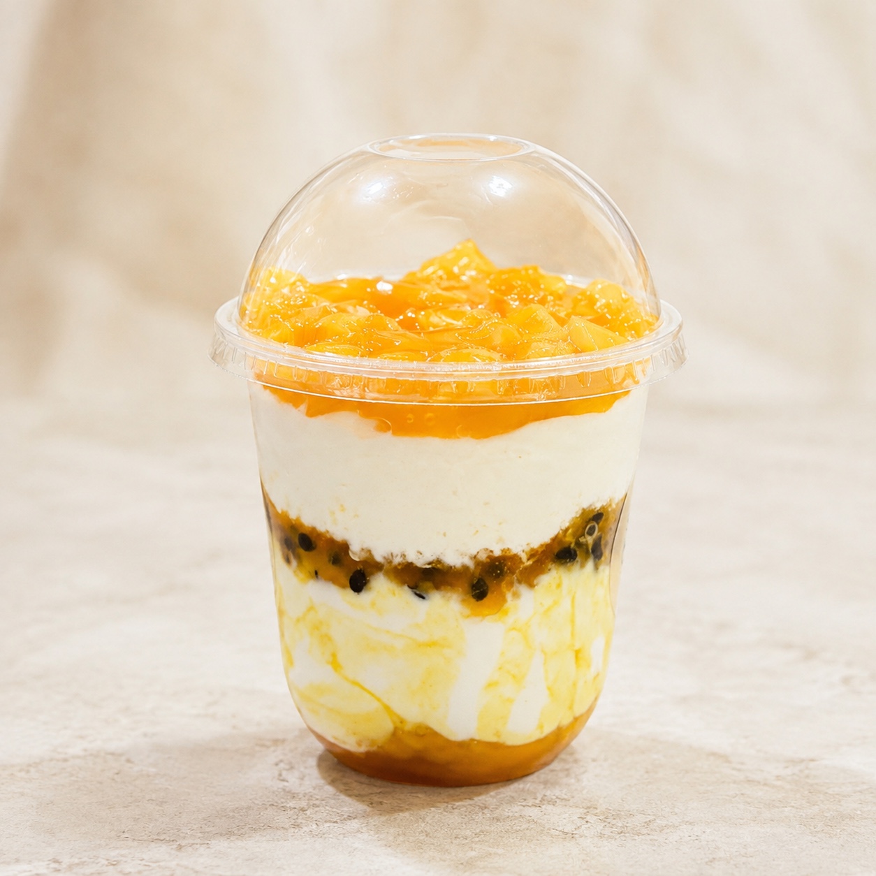 Mango passionfruit layered yogurt